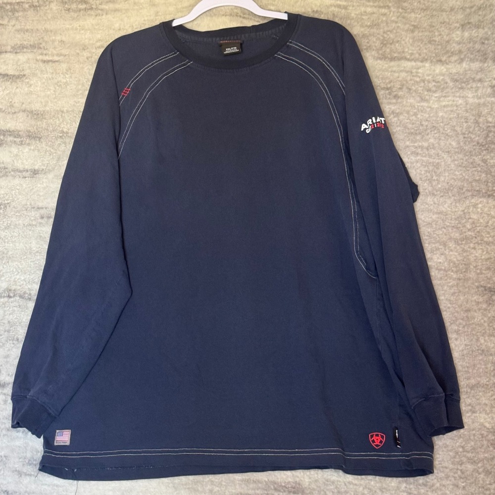 Ariat Work FR Shirt Mens XXL Navy Blue Long Sleeve Flame Resistant CAT 2 NFPA